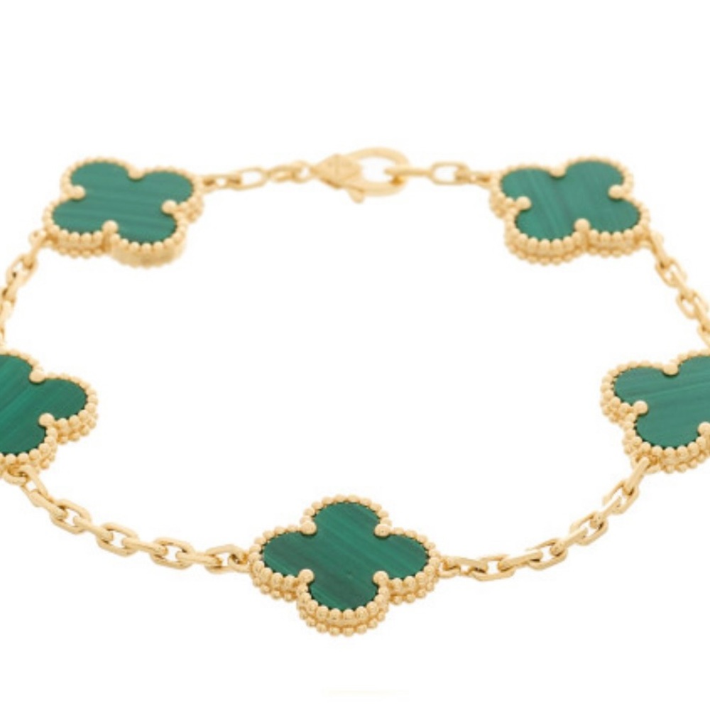 Van Cleef & Arpels Alhambra bracelet, 5 motifs malachite